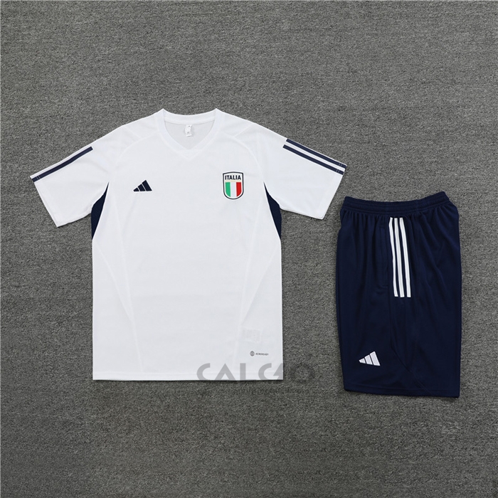 Tuta da Track Italia Manica Corta 2023-2024 Bianco - Pantaloncini